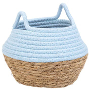Cesto in fibra naturale e cotone blu d18x13/16,5h