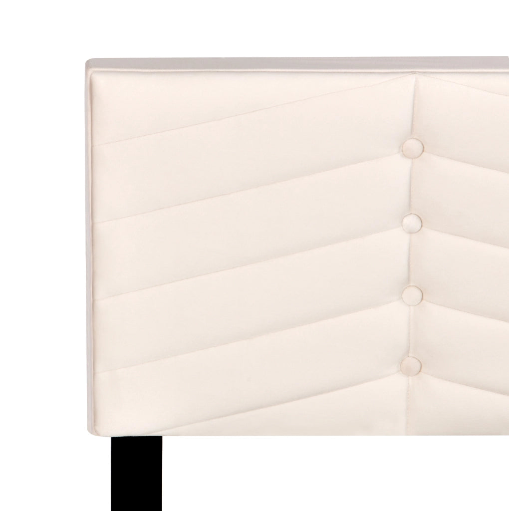 Letto imbottito 140x200 cm con testiera regolabile in velluto beige