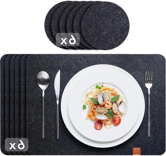 Tavolo da pranzo in vetroresina antracite - lavabile - 12 pezzi - 44x32cm