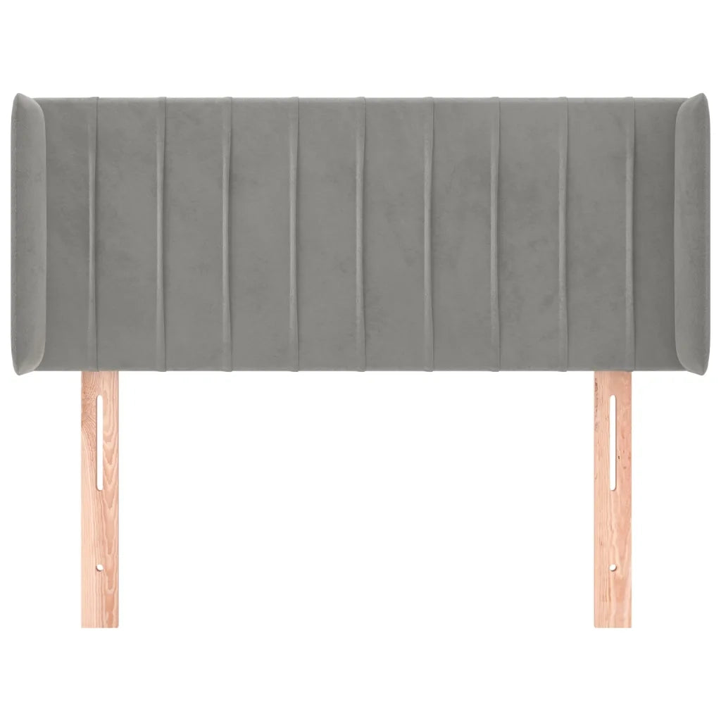 Testiera | Testata ad Orecchio Grigio Chiaro 83x16x78/88 cm in Velluto