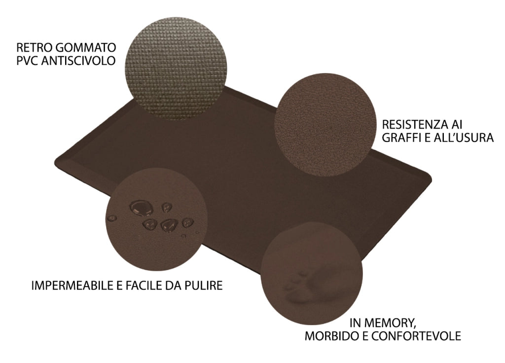 Tappeto Bagno Memory Ultrasoft Antiscivolo Impermeabile Tinta Unita Giulia - 44x75 - Marrone