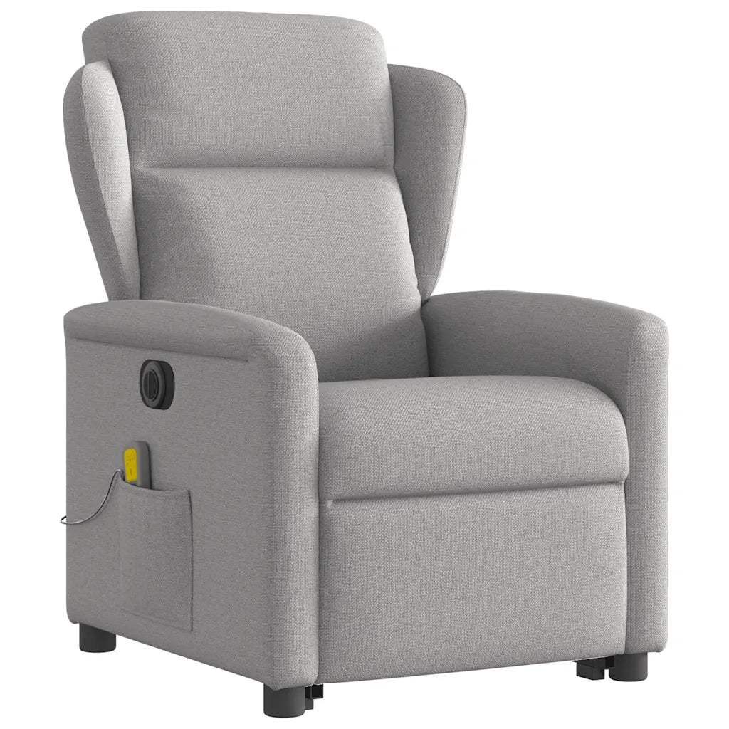 Poltrona Alzapersona Massaggi Elettrica Grigio Nuvola Tessuto