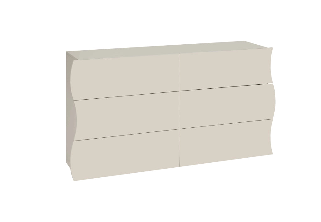 Cassettiera 6 Cassetti Onda 155,1x40x81,8 cm Finitura in Melamina Cachemire