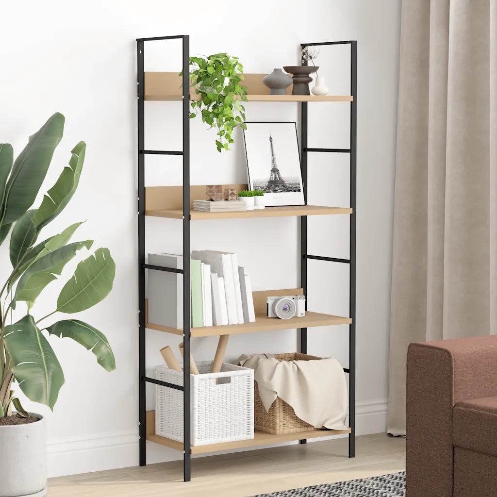 Libreria a 4 Ripiani Rovere 60x27,6x124,5 cm in Truciolato cod mxl 11845