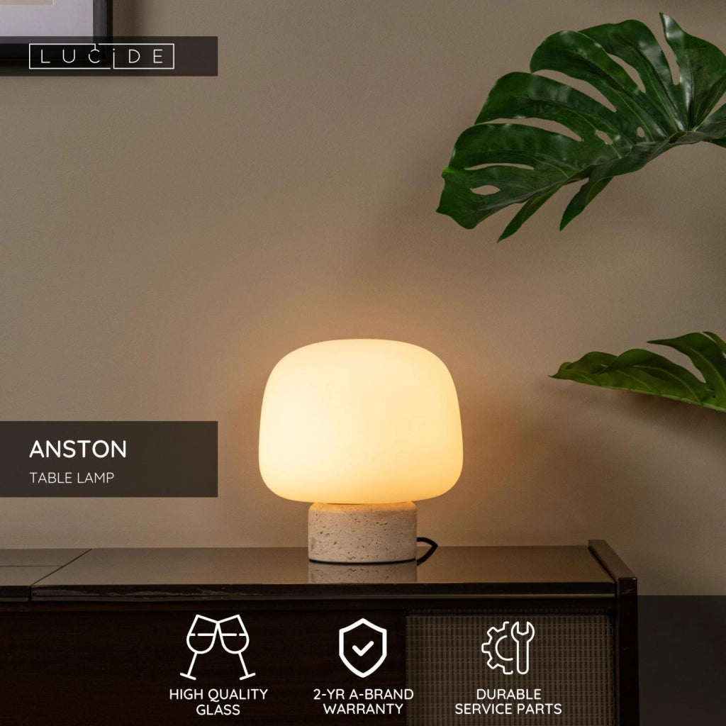 Lampada da tavolo ANSTON marmo vetro opalino E27 Lucide