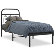 Letto singolo | Letto per adulti | Giroletto con Testiera in Metallo Nero 75x190 cm