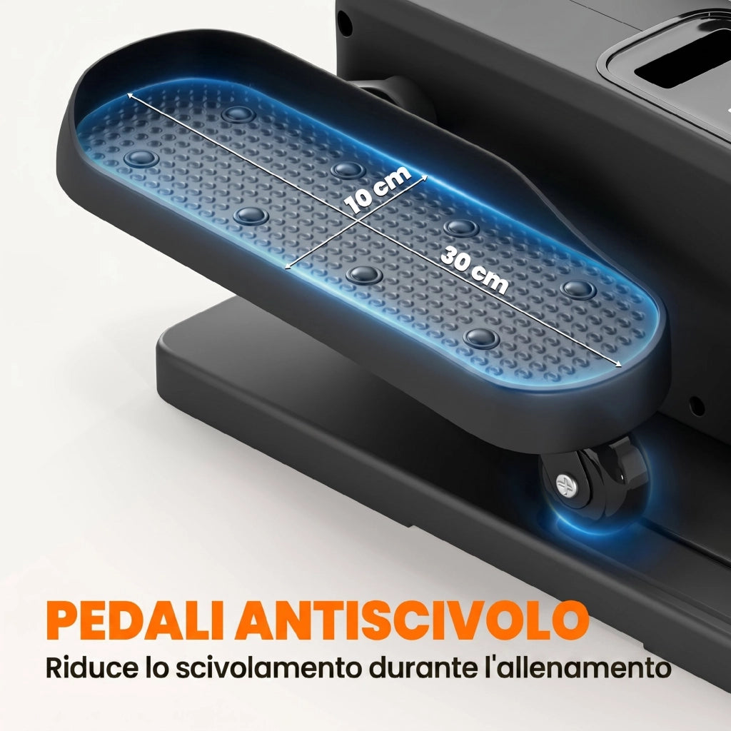 Mini Ellittica Portatile 41x36x16 cm Modalità Manuale-Automatica 12 Velocità in HIPS e Acciaio Nero