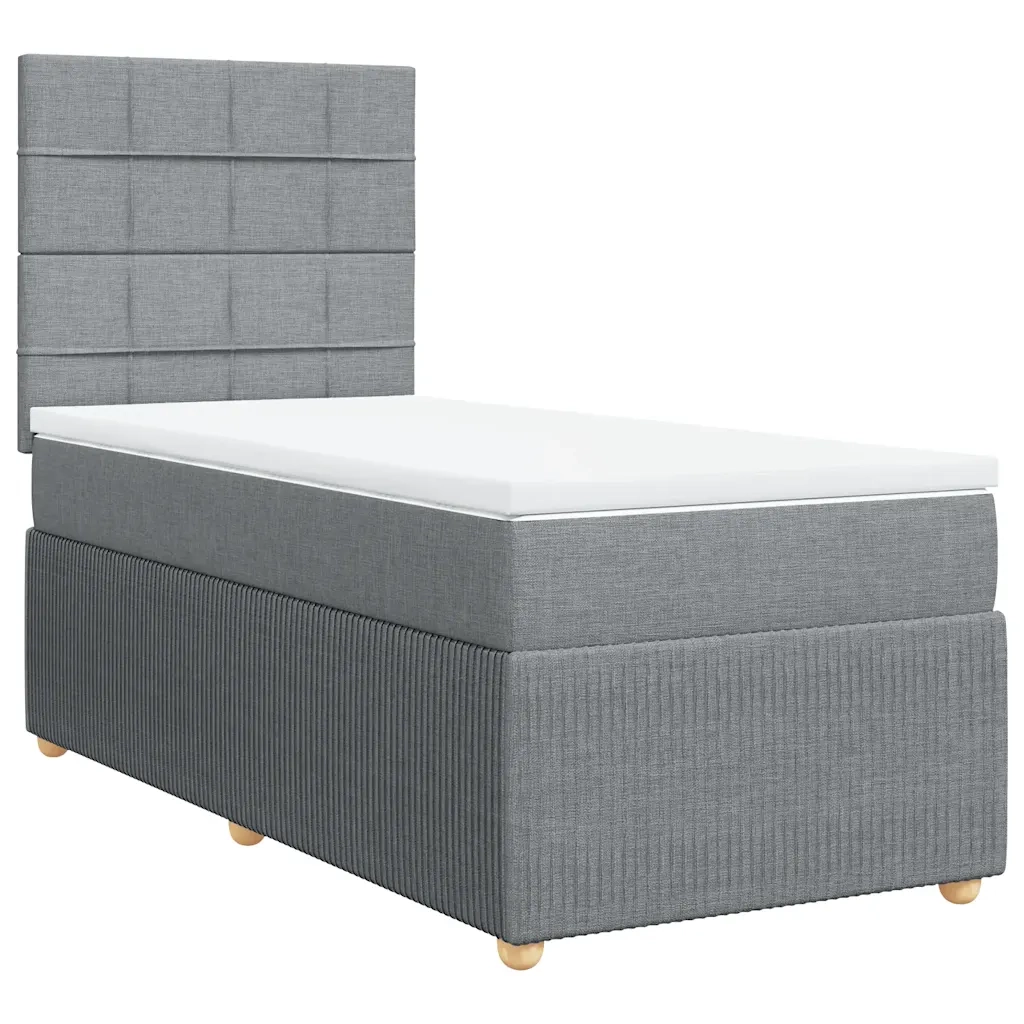 Giroletto a Molle con Materasso Grigio Chiaro 90x190 cm Tessuto