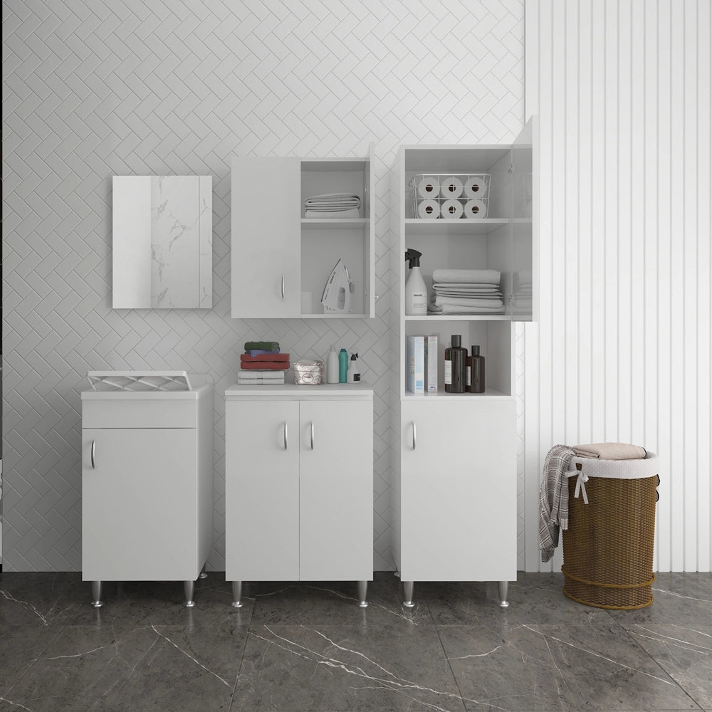 Mobile lavatoio 45 x 50 in legno con asse e kit di scarico incluso Fedra