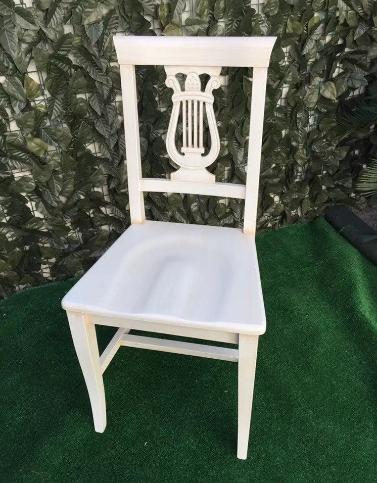 Set 2 sedie a lira legno shabby bianco invecchiato con seduta legno - Mobili 2G