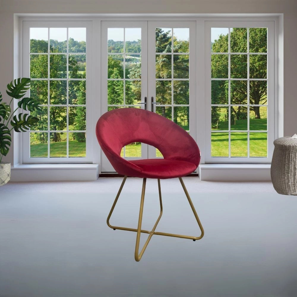 Set 2 poltroncine da salotto Etere velluto rosso e gambe oro