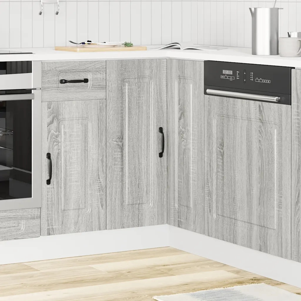 Mobile Base ad Angolo Cucina-Base ad Angolo Cucina Kalmar Grigio Sonoma in Truciolato