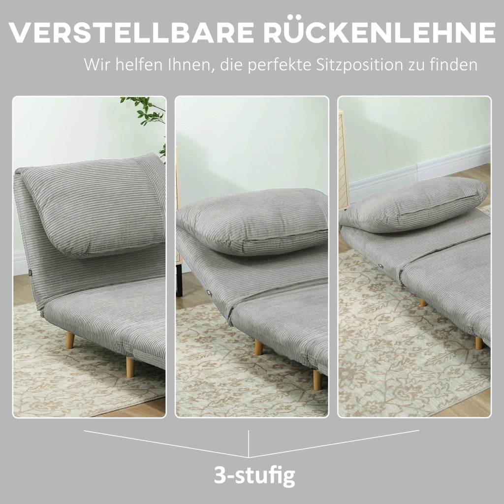 Letto imbottito singolo con testiera regolabile ¨C Zephmum ¨C Grigio 82x87x89 cm