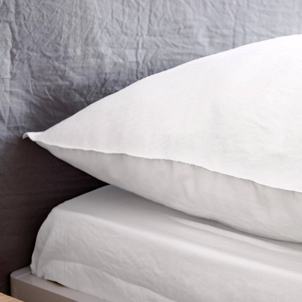 Set biancheria da letto in microfibra lavata bianca, 2 posti