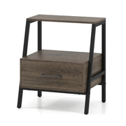 Comodino con cassetto 45 x 35 x 52,5 cm pratico contenitore stile rustico atmosfera accogliente legno ingegnerizzato grigio 20_0014025