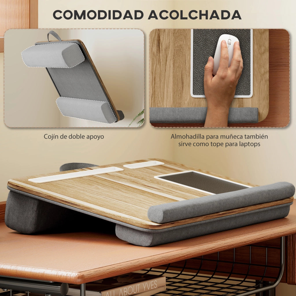Supporto per Laptop con Cuscino e Ripiano per Mouse ¨C Zephmum ¨C Legno di Quercia