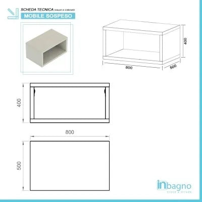 Mensolone bagno 80 cm grigio chiaro con vano a giorno per lavabo da appoggio Master