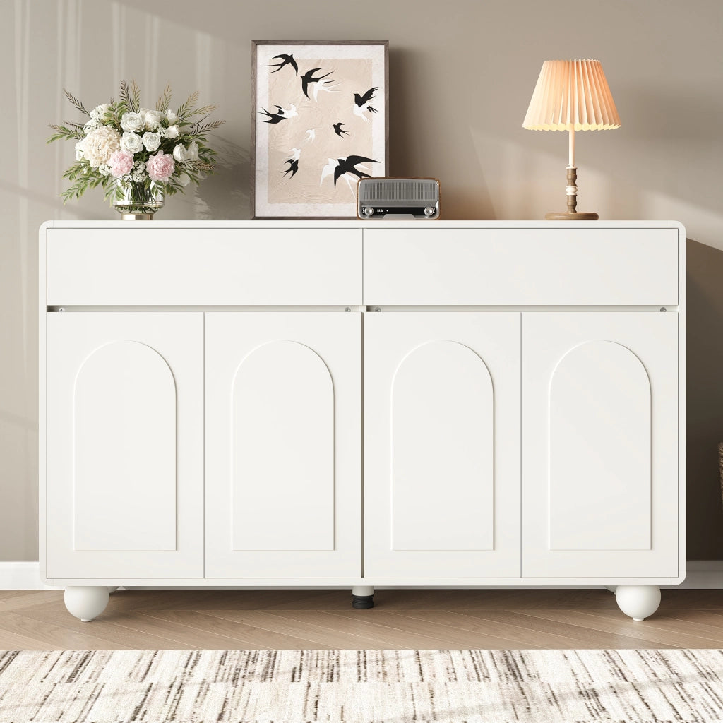 Madia con ante ad arco; 2 cassetti e 4 ante; 140x38x89 cm; bianca