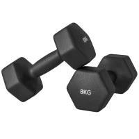 Set 2 Manubri Esagonali da 2x8 kg in Metallo e Plastica con Impugnatura Antiscivolo, 24x11x11 cm, Nero