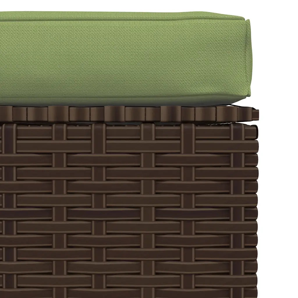 Poggiapiedi Giardino con Cuscino Marrone 70x70x30 cm Polyrattan 317558