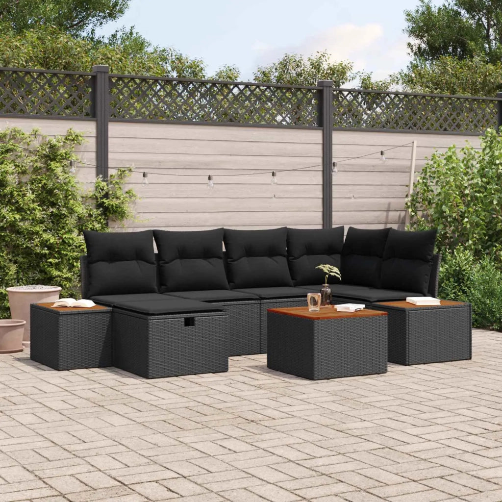 Set Divano da Giardino 7 pcs Nero 55 x 62 x 69 cm Poly Rattan 3360967
