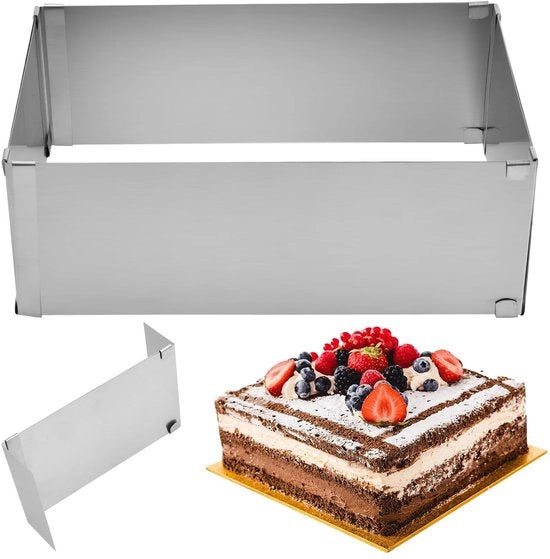 Tartina Trasformabile - Forma Quadrata - Acciaio Inossidabile - Parete Divisoria - 28-53 cm x 18-34 cm - Altezza 5/10 cm