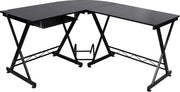 Scrivania per ufficio casa nera 150 x 138 x 75 cm LCD402B con spazio di archiviazione