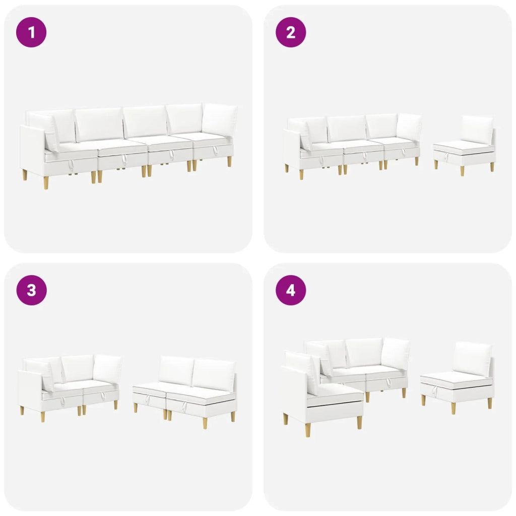 Set di mobili per il soggiorno con cuscino 4 pcs Bianco Tessuto 3413719