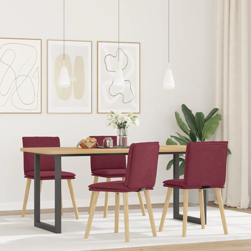 Sedie da Pranzo 4 pz Rosso Vino in Tessuto