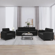 Set Divani 3 pz con Cuscini Nero in Tessuto Microfibracod mxl 131577