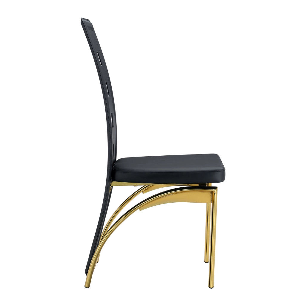 SEDIA da Pranzo 102,5 cm PU Nero e Metallo Oro Set da 2 pezzi