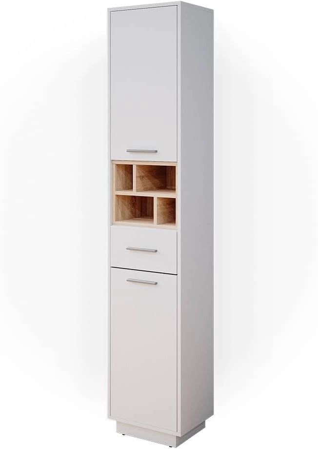 Mobile bagno alto Beatrice, Antracite, 38 x 190 cm, per la conservazione di articoli da bagno e compatibile con Beatrice