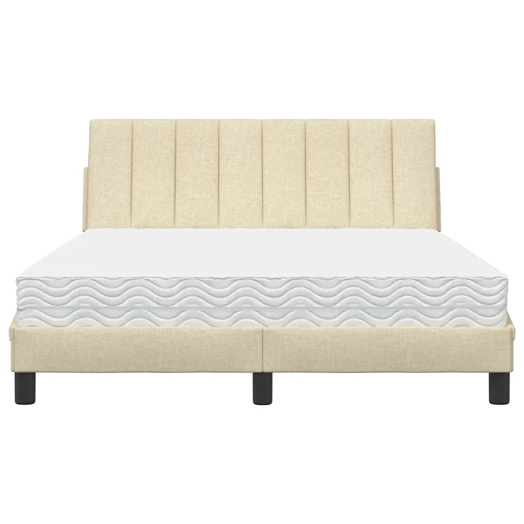 Letto con Materasso Hanko Crema 120x200 cm in Tessuto