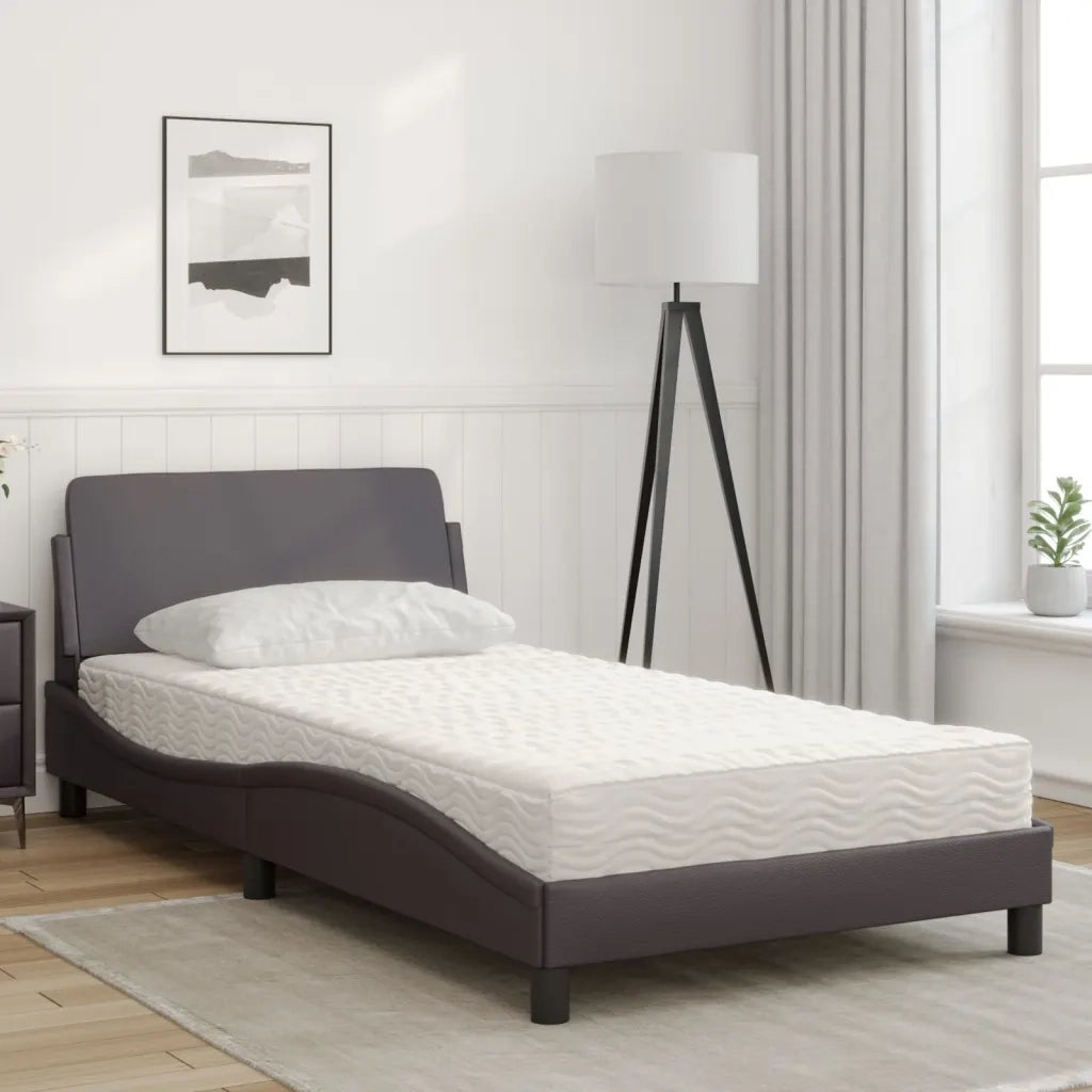 Letto con Materasso Dover Grigio 100x200 cm in Similpelle