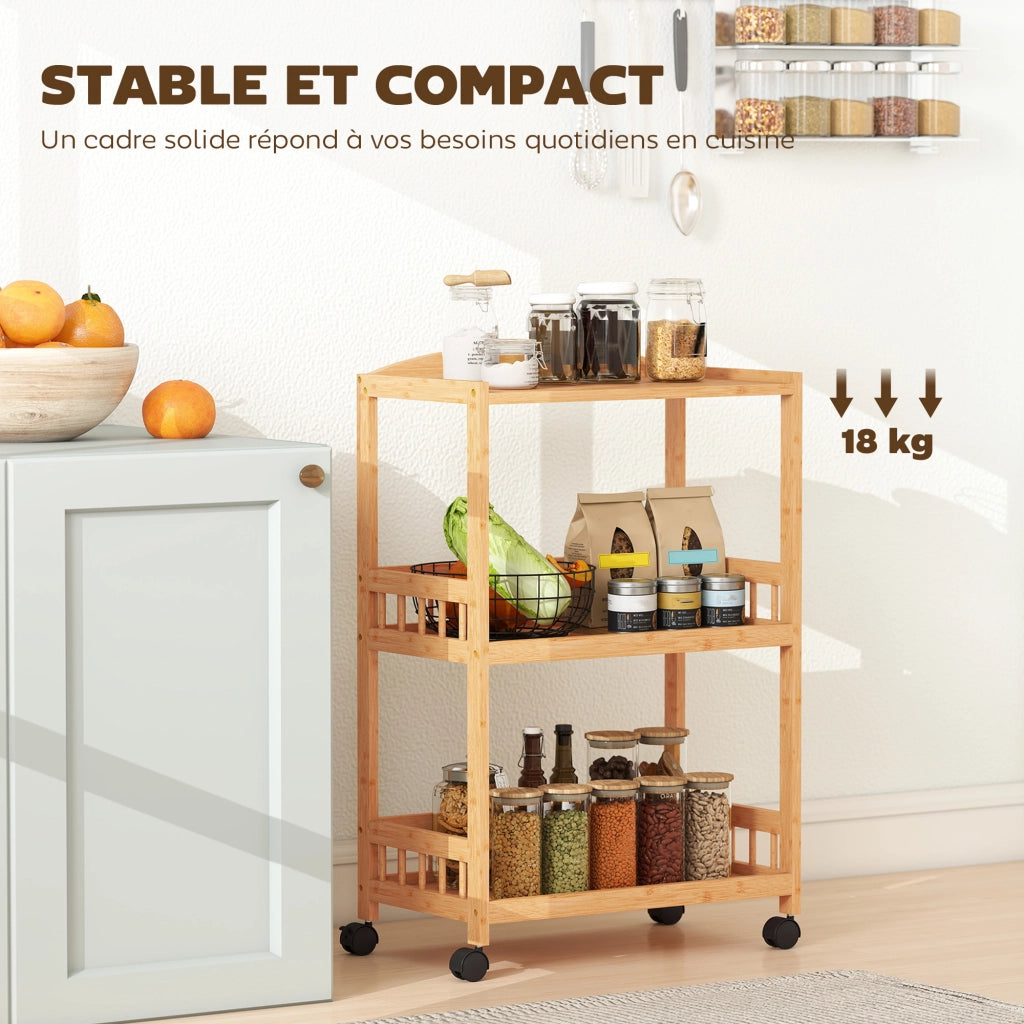 Tavolino a rotelle in bamb¨´ ¨C zephmum ¨C 53x30,5x83cm
