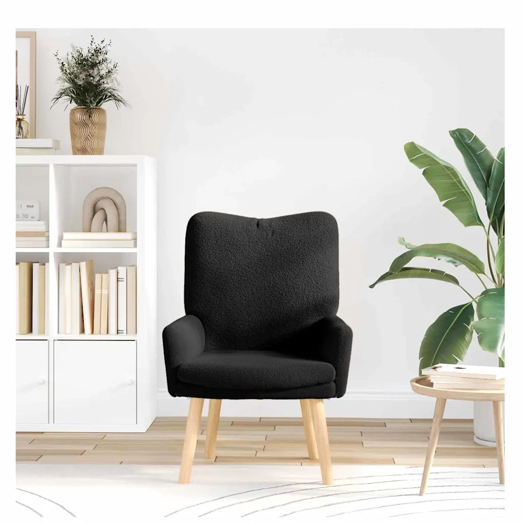 Divano Sedia-Poltrona-Poltroncina Nero 63 x 67 x 94 cm Tessuto di Pecora e Plywood