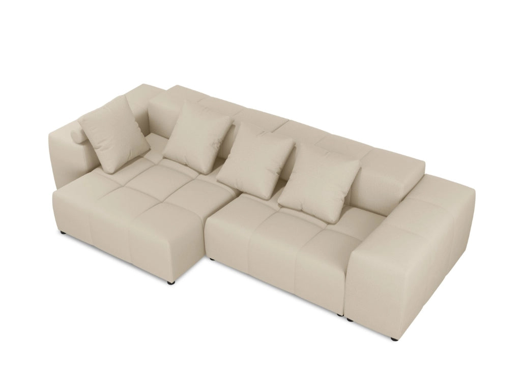 Cosmopolitan Design - Divano angolare modulare reversibile "Rome" 4 posti in tessuto strutturato beige 