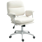 Sedia da ufficio con schienale regolabile, cuscino morbido e rivestimento similpelle ¨C zephmum ¨C bianco