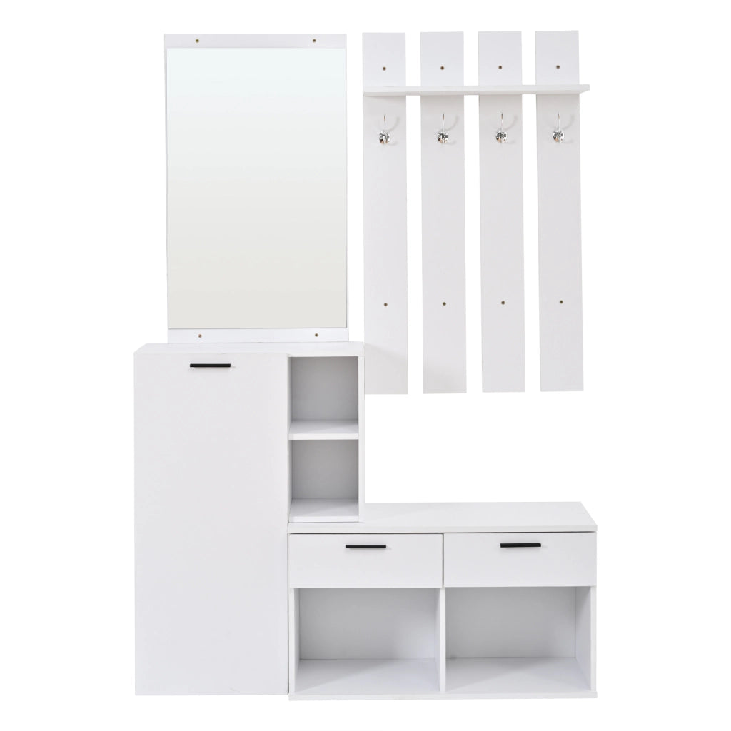 Armadio ingresso con specchio; 1 anta; 2 cassetti; 10 scomparti; 4 ganci; per ingresso; 120 Ã— 35 Ã— 175;5 cm
