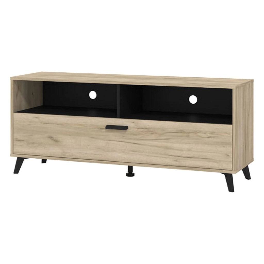 Platania, Mobile Porta tv 3 Ripiani, 137.5x40x57.5h cm Marrone Rovere Grigio