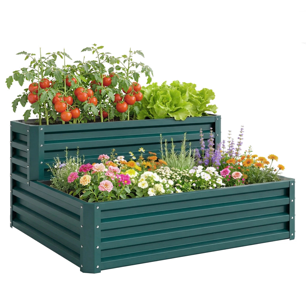 Letto da giardino a due livelli per orto ¨C zephmum ¨C verde 120x101x58 cm