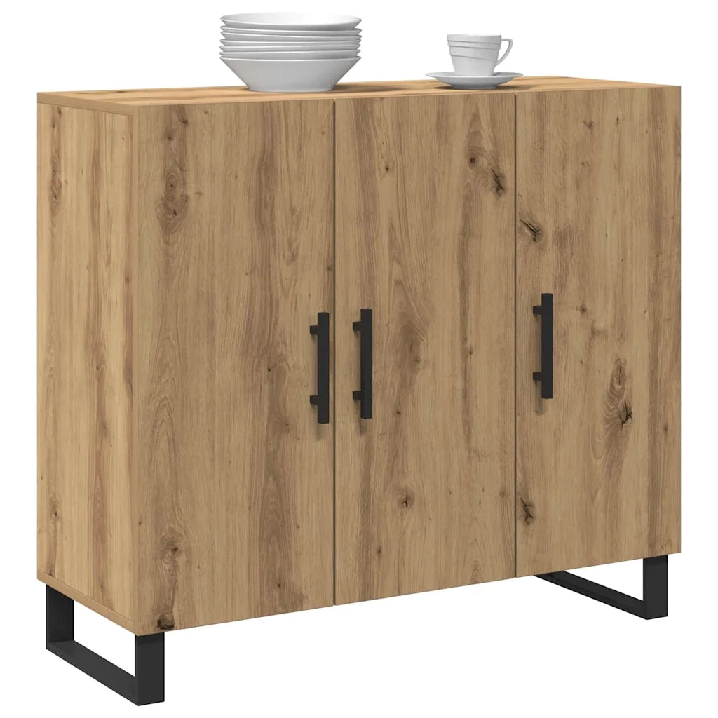 Credenza | Madia | Buffet da pranzo | Armadio da pranzo Rovere artigianale 90 x 34 x 80 cm Legno multistrato