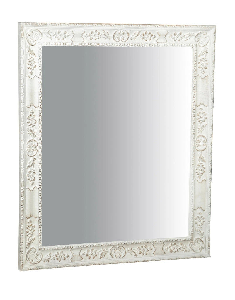 Biscottini SPECCHIERA DA PARETE VERTICALE/ORIZZONTALE IN LEGNO FINITURA BIANCO ANTICATO RETTANGOLARE MADE IN ITALY