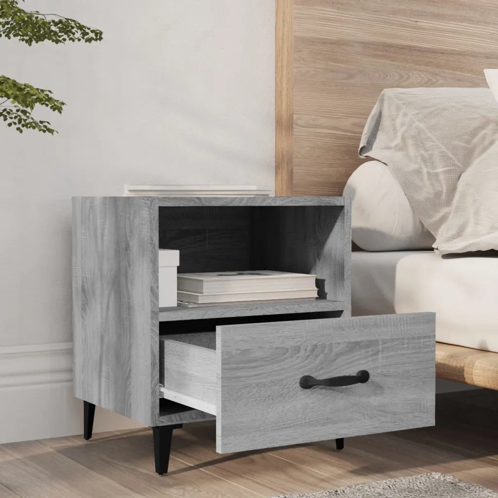 Comodino Grigio Sonoma in Legno Multistrato 817305