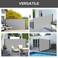 Tenda Laterale Retrattile 400x180 cm con Maniglia, in Metallo, Alluminio e Poliestere, Grigio Chiaro