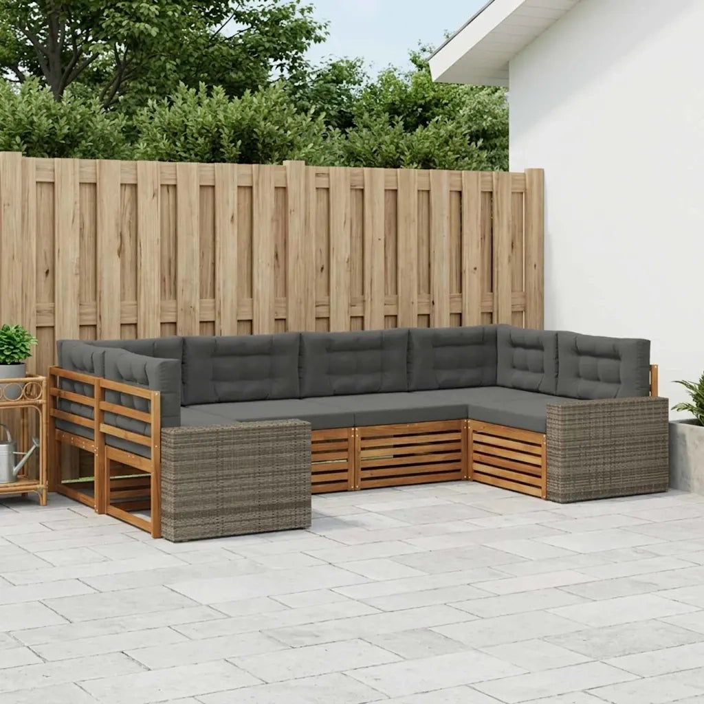 Set di divani da esterno con cuscino 6 pcs Naturale e Antracite 3383790