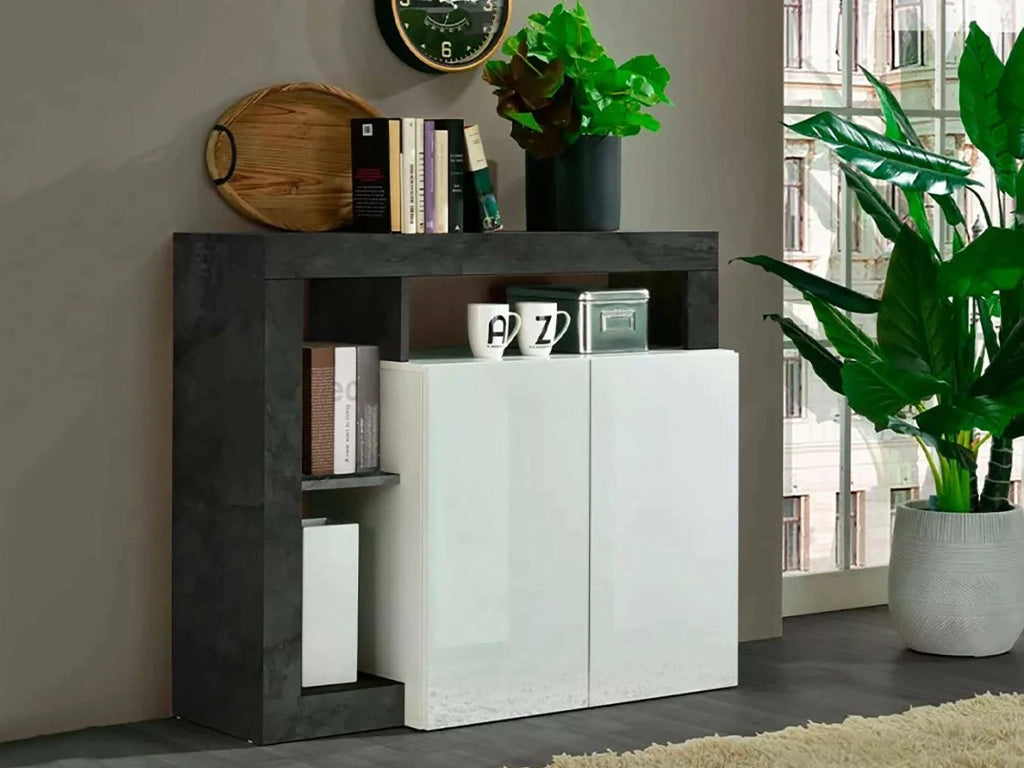 Madia Atlantica, Credenza 3 Ripiani Made in Italy, 42x108x93h cm Bianco Lucido
