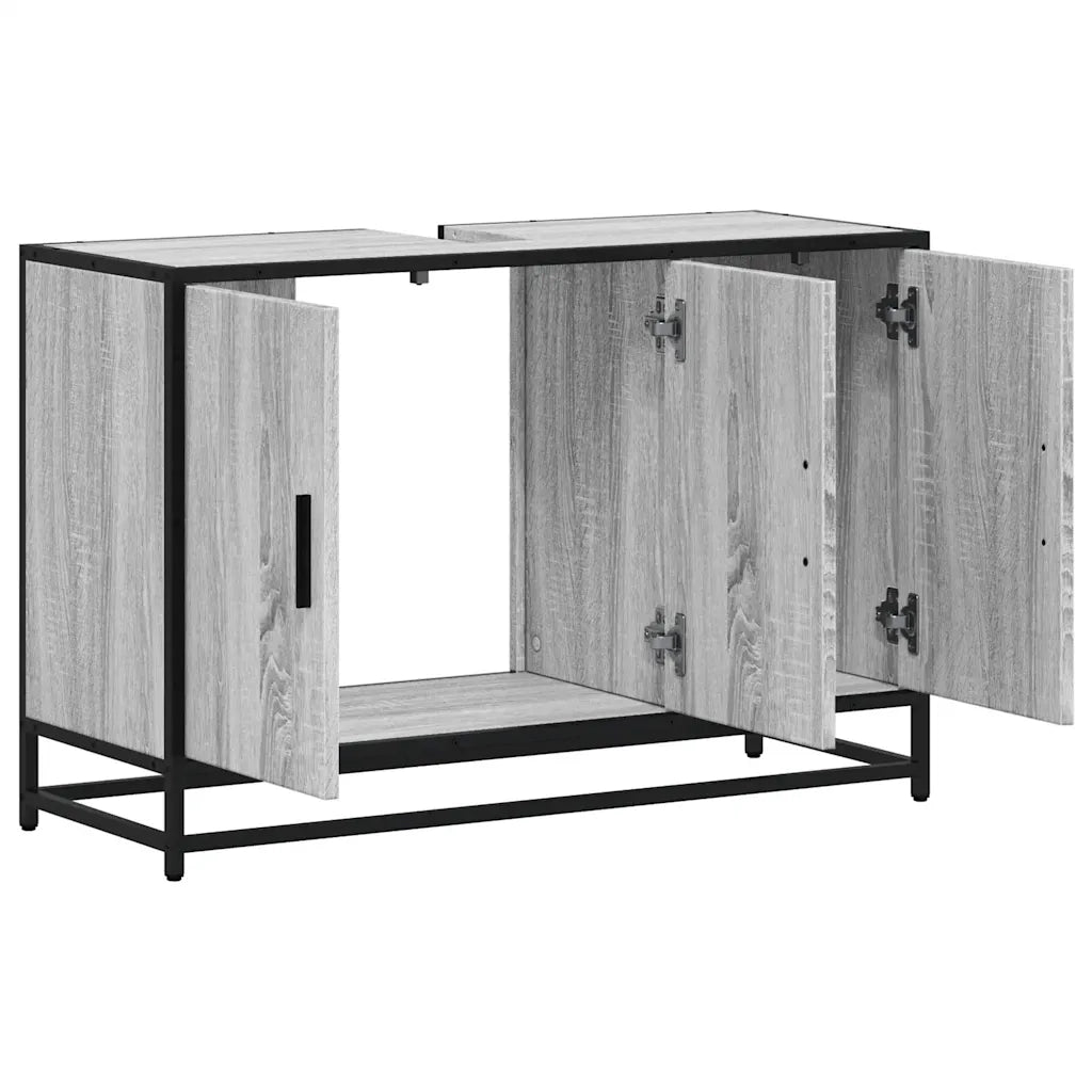 Mobile Lavabo Bagno Grigio Sonoma 90x33x60 cm Legno Multistrato