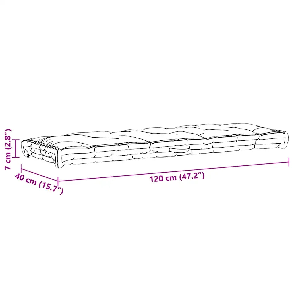 Cuscino per Pallet e Pavimento in Cotone 120x40x7 cm Beige 48679