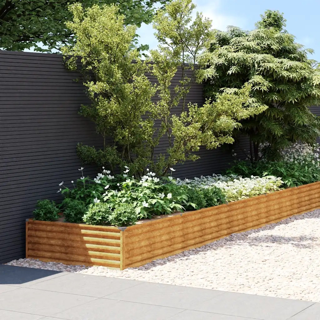 Fioriera Rialzata da Giardino 770x100x36 cm in Acciaio Cortencod mxl 82293